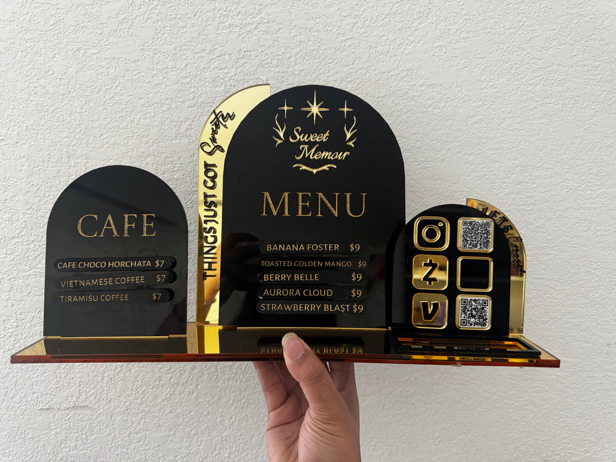 Double Arch Magnetic Menu and Social Media Sign
