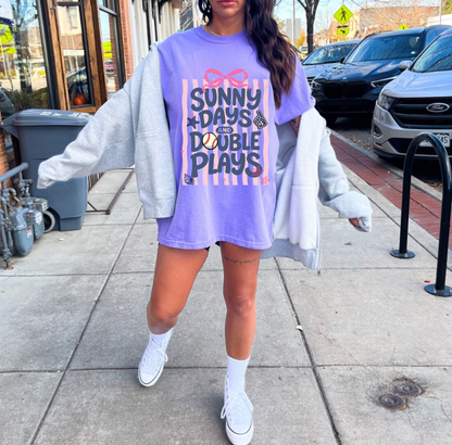 Sunny Days and Double Plays Adult T-Shirt