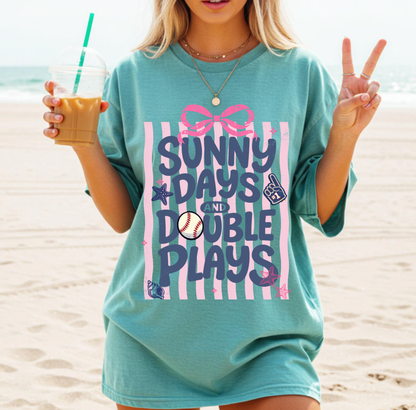 Sunny Days and Double Plays Adult T-Shirt