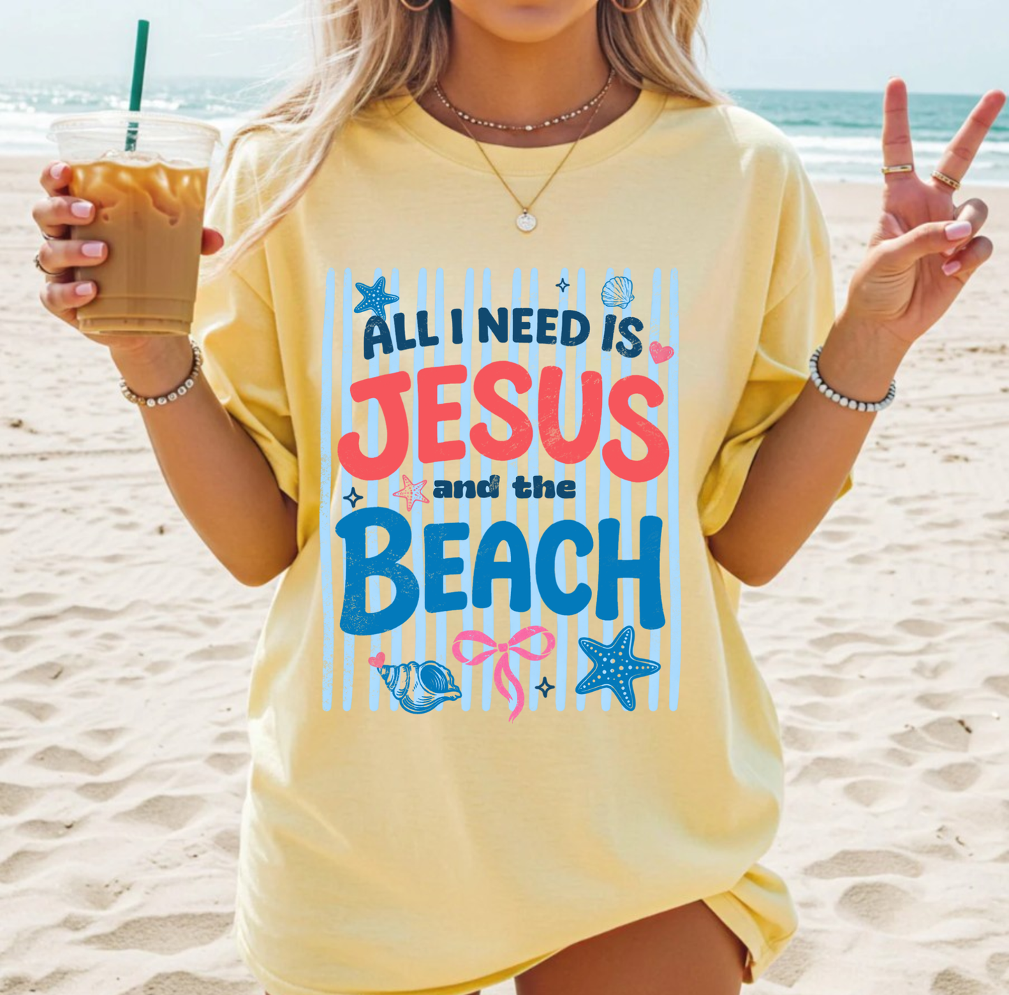 All I need is Jesus and Beach Adult T-Shirt