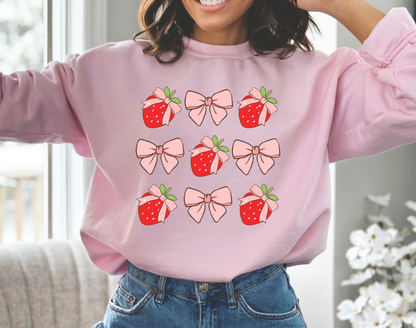 Strawberries and Bows Crewneck Sweatshirt