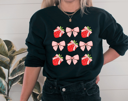 Strawberries and Bows Crewneck Sweatshirt