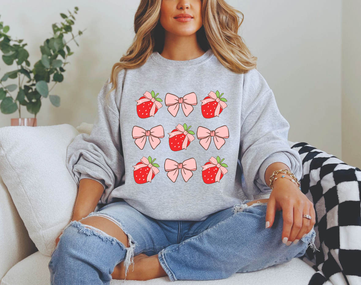 Strawberries and Bows Crewneck Sweatshirt