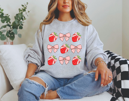 Strawberries and Bows Crewneck Sweatshirt
