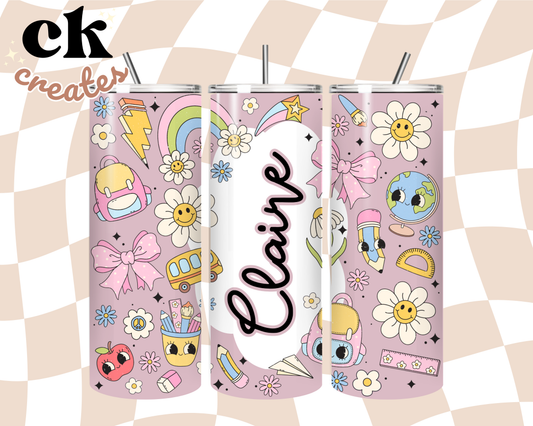 Custom Name Girl Back to School 20oz Tumbler