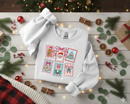 Cute Christmas Postcards Crewneck Sweatshirt