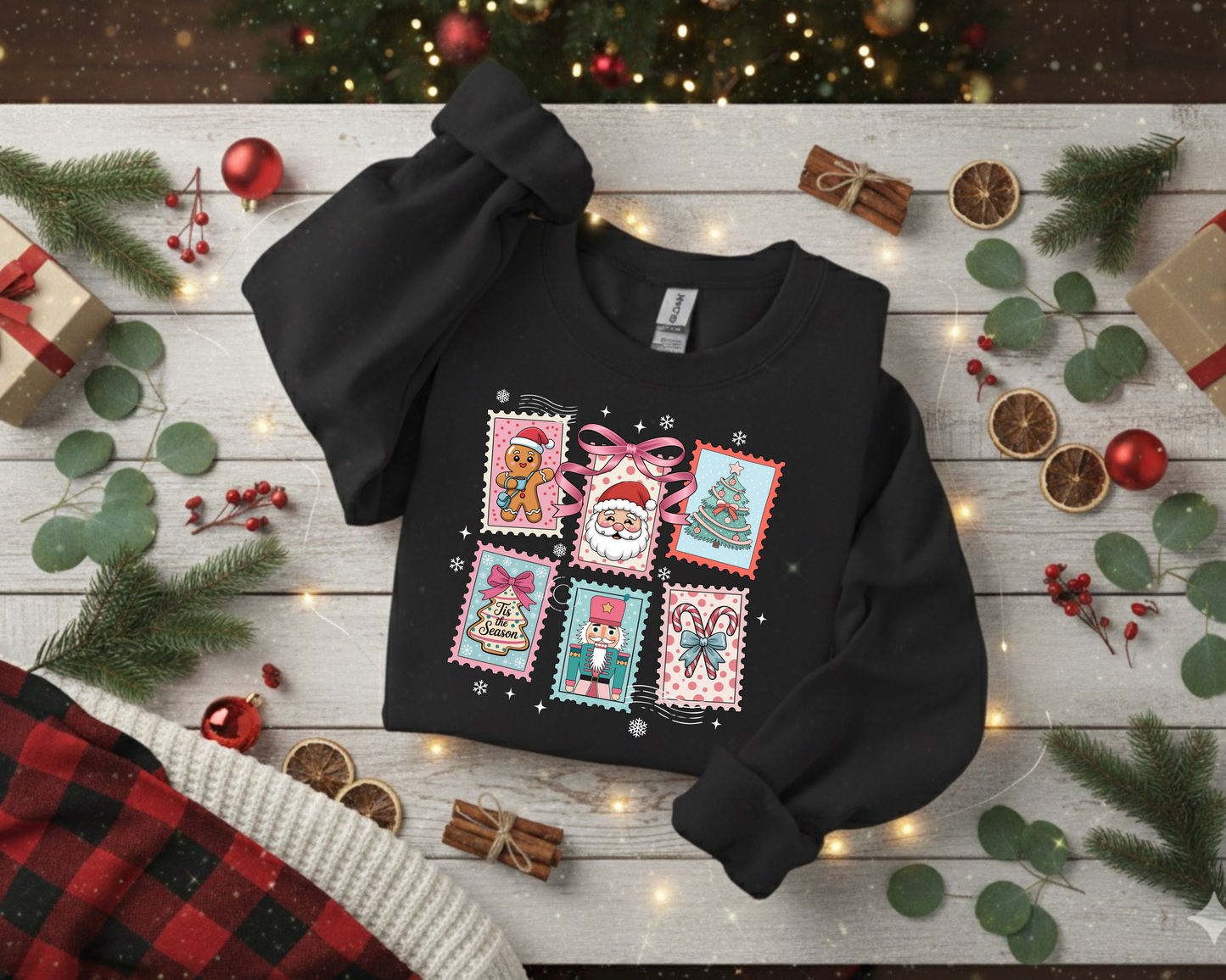 Cute Christmas Postcards Crewneck Sweatshirt