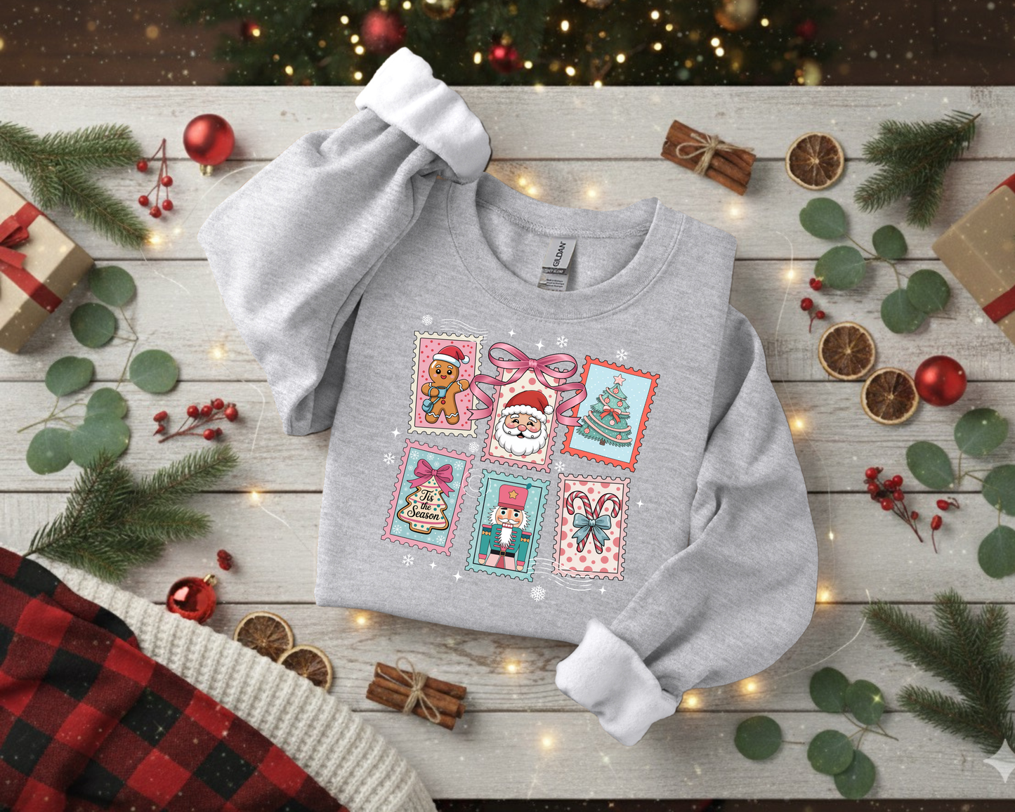 Cute Christmas Postcards Crewneck Sweatshirt