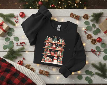 Christmas Bookshelf Crewneck Sweatshirt