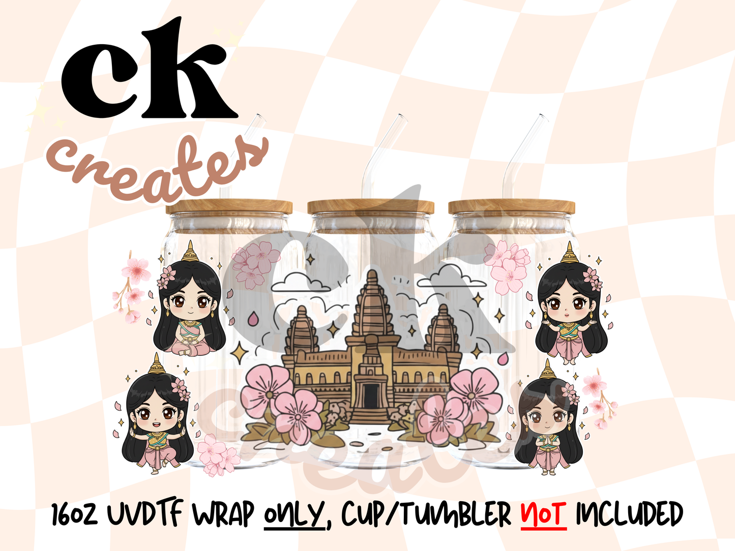 Kawaii Khmer 16oz UVDTF Wrap Transfer