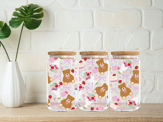 Spring Teddy Bear 16oz Libbey Cup